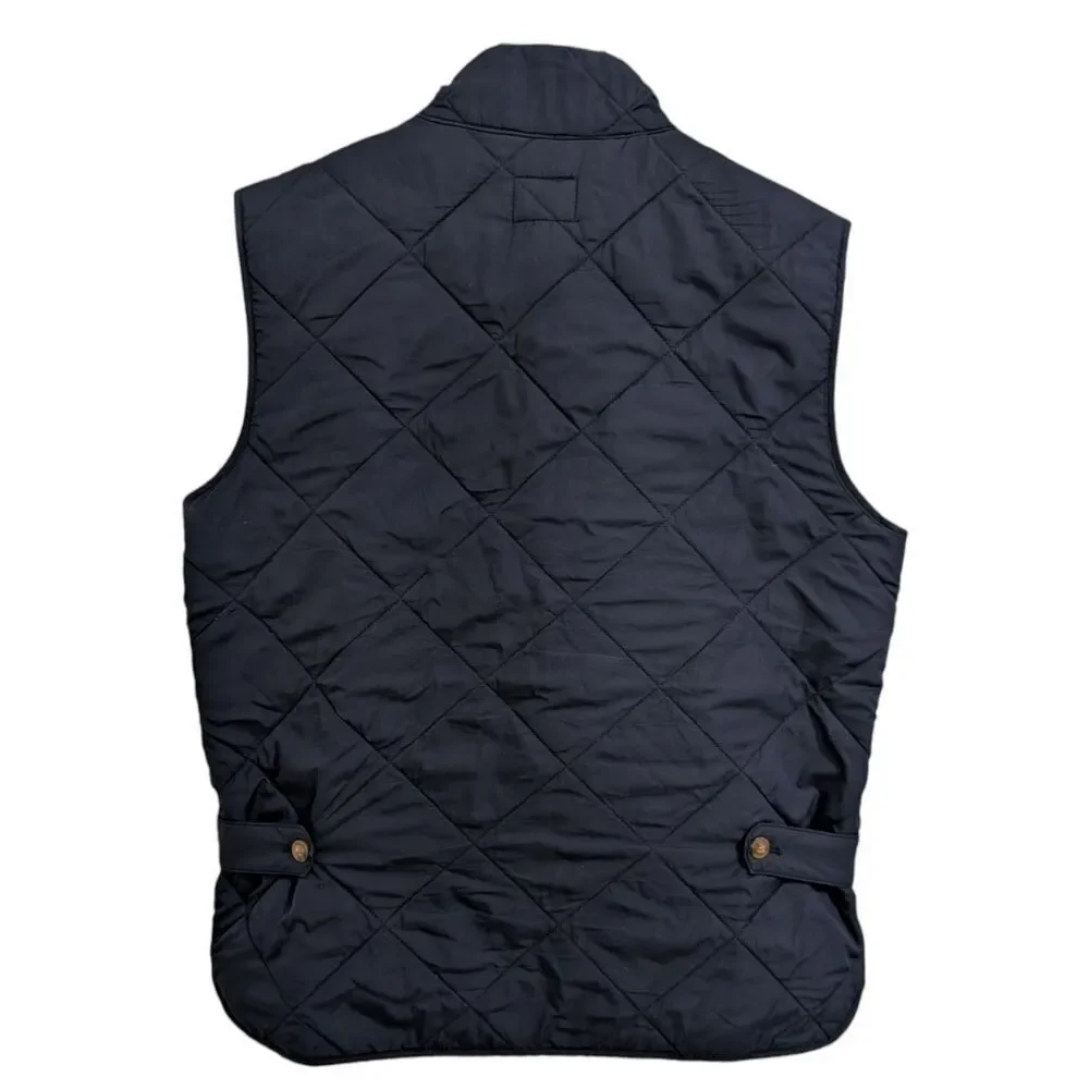 J.Crew Men's Authentic Outerwear Quilted Sussex Vest - Navy Blue & Tan Size S